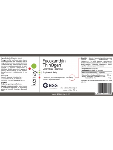 Fucoxanthin ThinOgen® Listownica japońska (30 kapsułek) - suplement diety