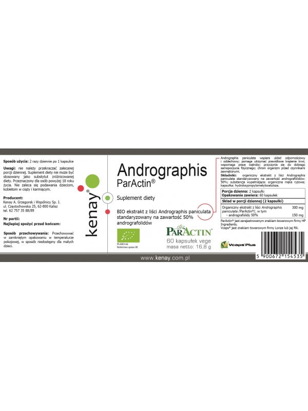 Andrographis  ParActin® (60 kapsułek vege) - suplement diety