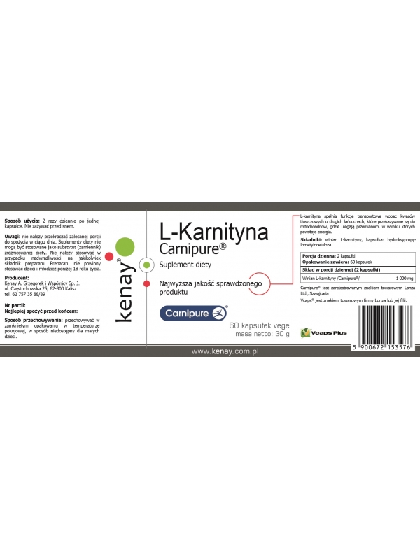 L-Karnityna  Carnipure® (60 kapsułek) - suplement diety