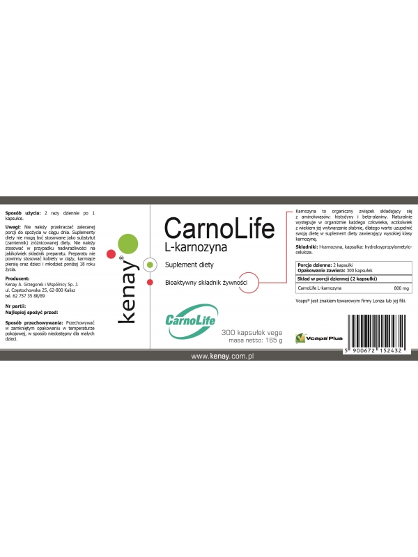 L-karnozyna CarnoLife (300 kapsułek) - suplement diety