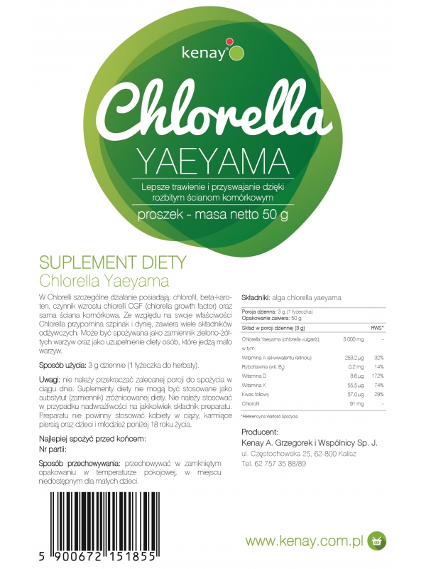Chlorella Yaeyama w proszku (50 g) - suplement diety