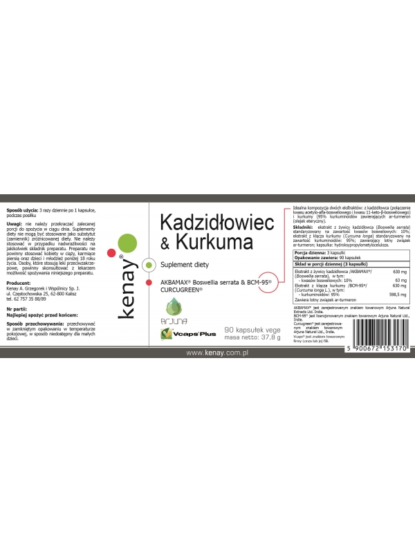 Kadzidłowiec + Kurkuma (AKBAMAX® + BCM-95®) (90 kapsułek) - suplement diety