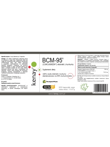 Kurkuma BCM-95® (CURCUGREEN®) czysty ekstrakt z kurkumy (300 kapsułek) - suplement diety