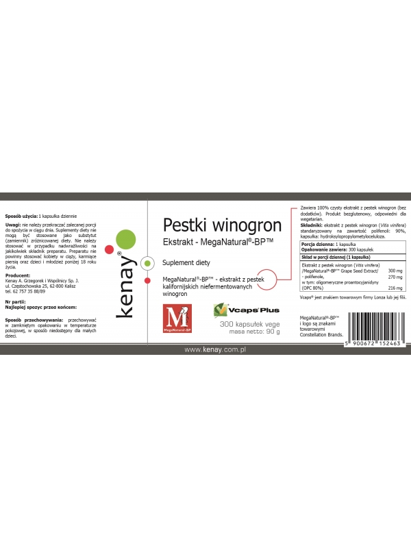 Ekstrakt z pestek winogron MegaNatural®-BP (300 kapsułek) - suplement diety