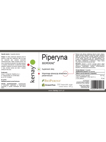 Piperyna (BIOPERINE®) (300 kapsułek) - suplement diety