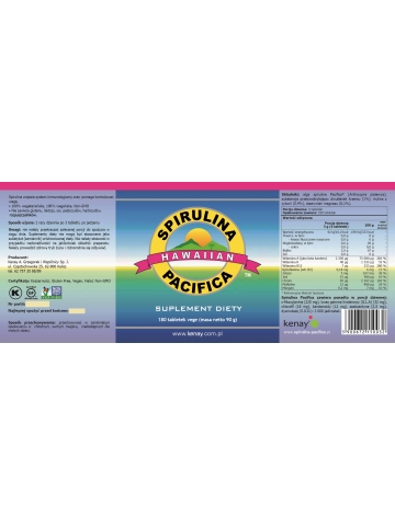 Spirulina Pacifica® hawajska 500 mg (180 tabletek) - suplement diety