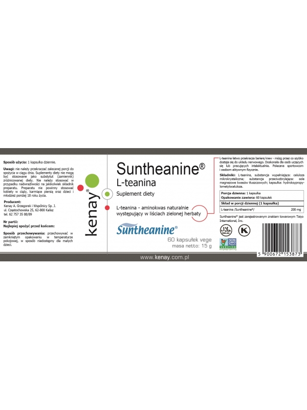 L-teanina Suntheanine® (60 kapsułek) - suplement diety