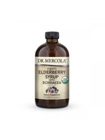 Organiczny syrop z czarnego bzu z jeżówką (Dr. Mercola®) (180 ml) - suplement diety