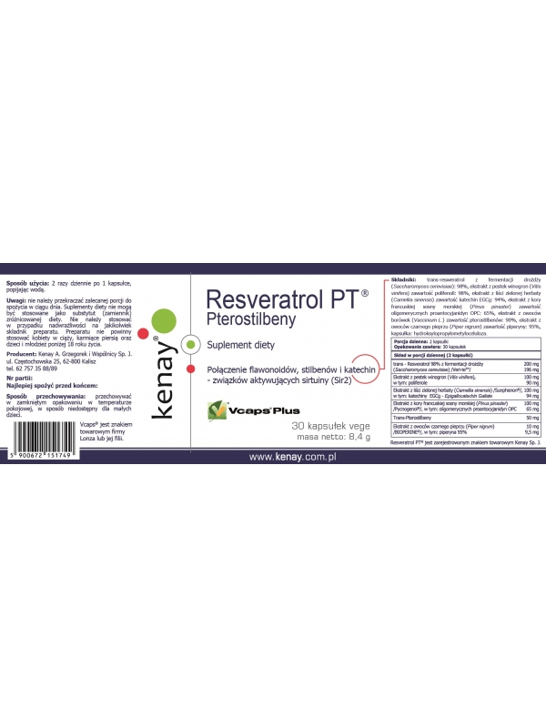 PTEROSTILBENY - Resveratrol PT® (30 kapsułek) - suplement diety