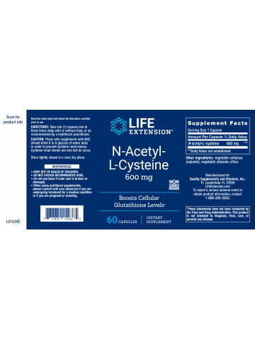NAC N-acetylo-L-cysteina Life Extension 600 mg (60 kapsułek) - suplement diety