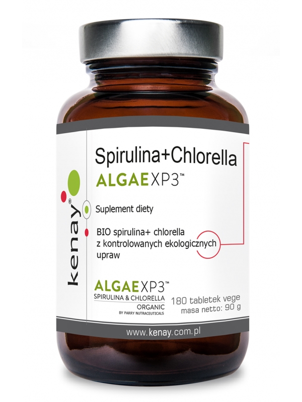Spirulina+Chlorella ALGAEXP3™ (180 tabletek) - suplement diety