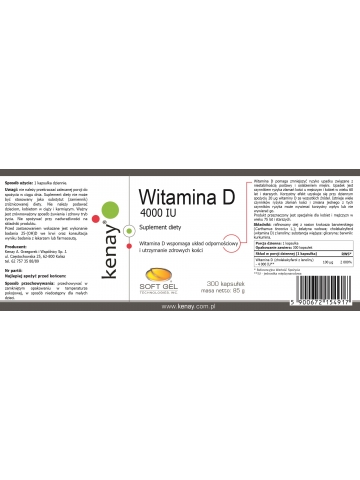 WITAMINA D3 4000 IU (300 kapsułek) - suplement diety