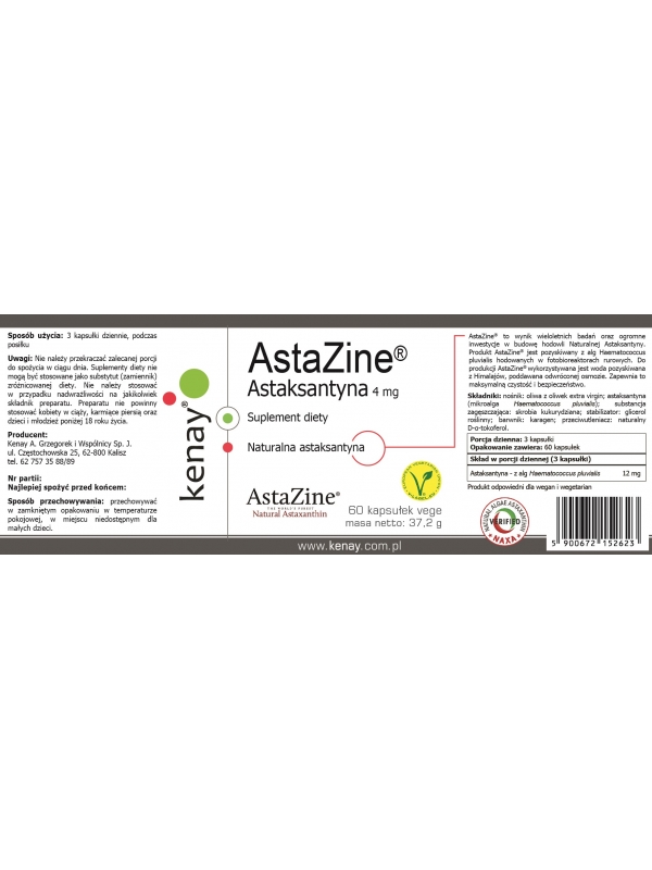 AstaZine® Astaksantyna 4 mg (60 kapsułek) - suplement diety