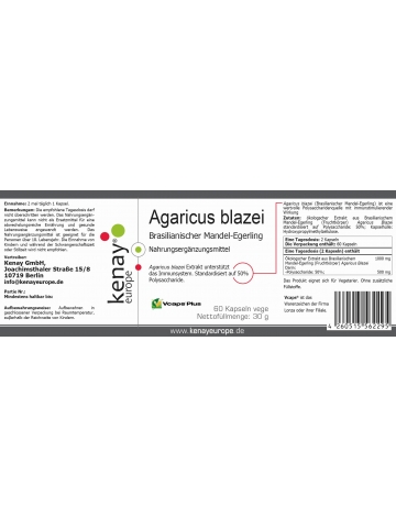 Agaricus blazei Pieczarka brazylijska (60 kapsułek vege) - suplement diety