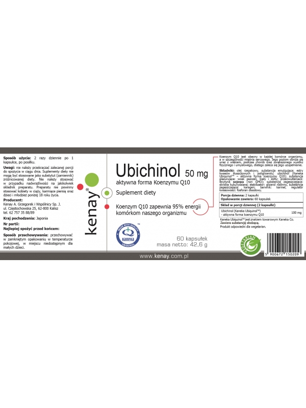 Ubichinol - Koenzym Q10 50 mg (60 kapsułek) - najnowsza technologia - suplement diety