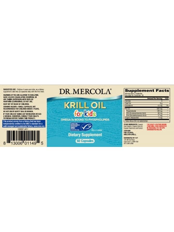 Olej z kryla dla dzieci DR. MERCOLA® (60 kapsułek Licaps®) - suplement diety