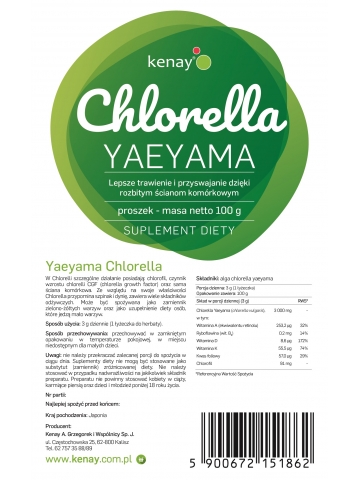 Chlorella Yaeyama w proszku (100 g) - suplement diety