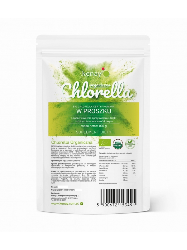 Chlorella Organiczna w proszku (100 g) - suplement diety