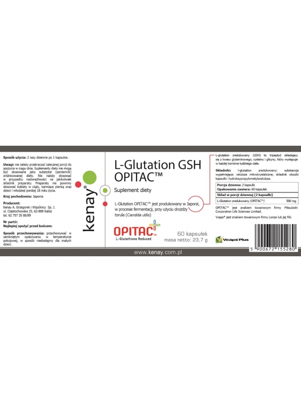 L-Glutation GSH OPITAC™ (60 kapsułek) - suplement diety