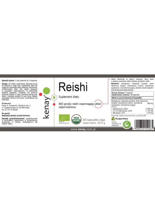 Reishi BIO (90 kapsułek)  – suplement diety