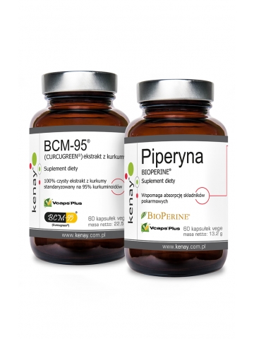 Kurkuma BCM-95® (CURCUGREEN®) + Piperyna (BIOPERINE®) (po 60 kapsułek) - suplement diety