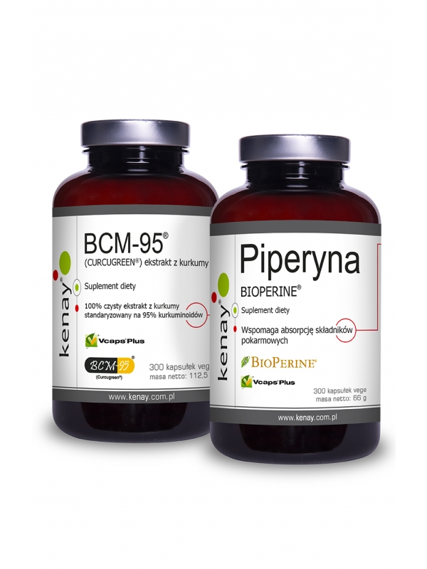 Kurkuma BCM-95® (CURCUGREEN®) + Piperyna (BIOPERINE®) (po 300 kapsułek) - suplement diety