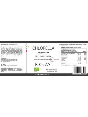 Chlorella Organiczna (180 tabletek) - suplement diety