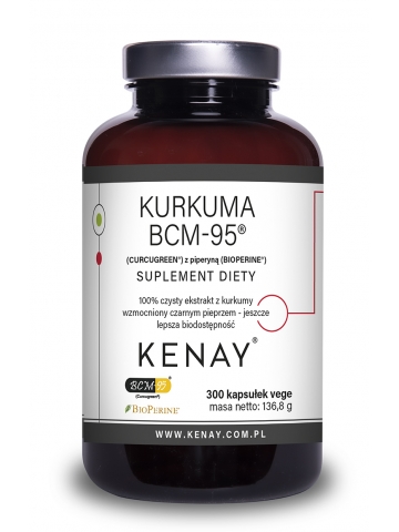 Kurkuma BCM-95® (CURCUGREEN®)  z piperyną (BIOPERINE®) (300 kapsułek) - suplement diety