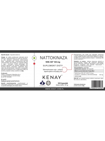 Nattokinaza 100 mg NSK-SD® (300 kapsułek) - suplement diety