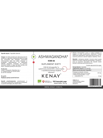 KSM-66 Ashwagandha® BIO (300 kapsułek) - suplement diety