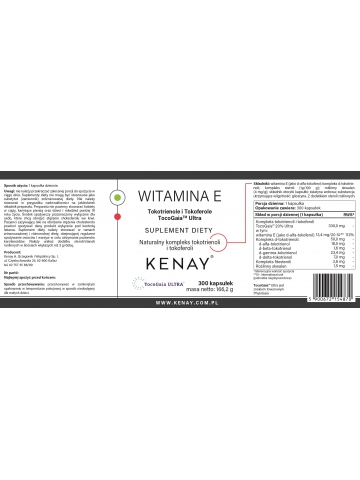 WITAMINA E Tokotrienole i Tokoferole TocoGaia™ Ultra /poprzednia nazwa EVNOL SUPRABIO™/(300 kapsułek) - suplement diety