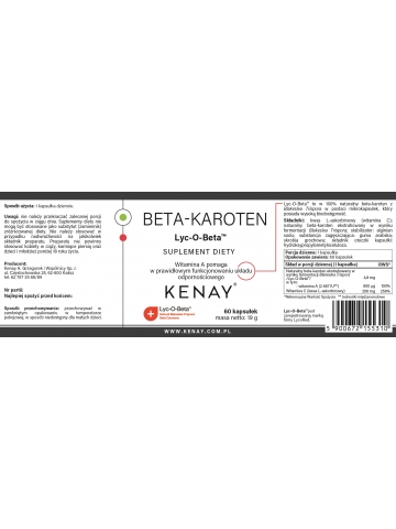 Beta - karoten Prowitamina A Lyc-O-Beta™ (60 kapsułek) - suplement diety