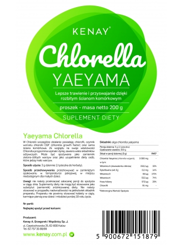 Chlorella Yaeyama w proszku (200 g) - suplement diety