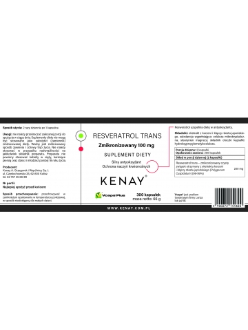 Resveratrol trans - zmikronizowany 100 mg (300 kapsułek) - suplement diety