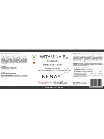 Witamina B12 (metylokobalamina) MecobalActive® (300 kapsułek) - suplement diety