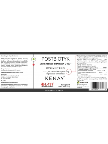 Postbiotyk Lactobacillus plantarum L-137™ (60 kapsułek) - suplement diety