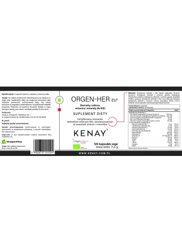Orgen-Her EU® Ekstrakty roślinne, witaminy i minerały dla kobiet BIO (120 kapsułek vege) - suplement diety