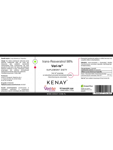 trans-Resveratrol 98% Veri-te™ (60 kapsułek) - suplement diety