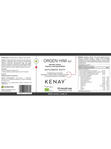 Orgen-Him EU® Ekstrakty roślinne, witaminy i minerały dla mężczyzn BIO (120 kapsułek vege) - suplement diety