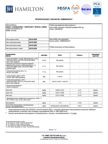 Spirulina Pacifica® hawajska 500 mg (2400 tabletek) - suplement diety