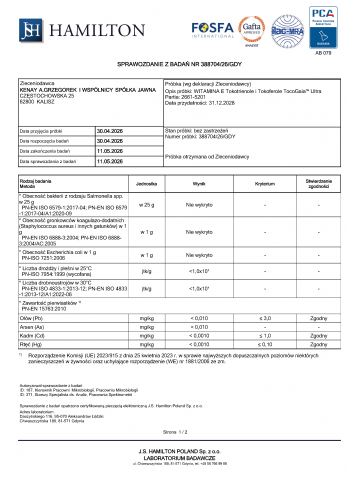 WITAMINA E Tokotrienole i Tokoferole TocoGaia™ Ultra /poprzednia nazwa EVNOL SUPRABIO™/(60 kapsułek) - suplement diety