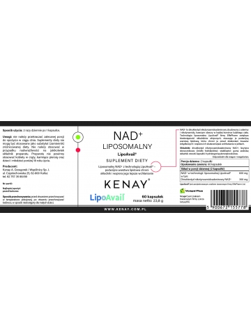 NAD+ LIPOSOMALNY LipoAvail® (60 kapsułek) - suplementy diety