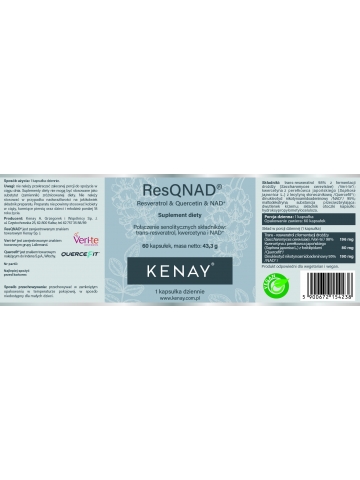Produkt PREMIUM. ResQNAD® Resveratrol & Quercetin & NAD+ (resweratrol, kwercetyna, NAD) (60 kapsułek) - suplement diety