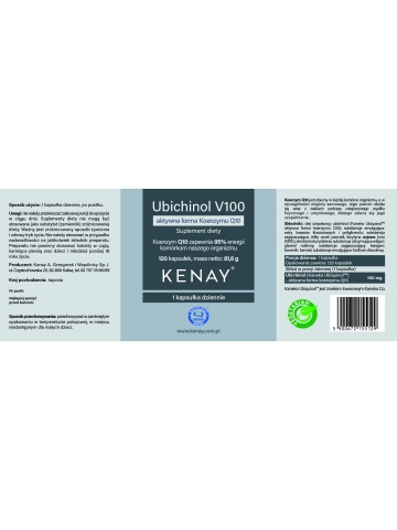Produkt PREMIUM. Ubichinol V100 aktywna forma Koenzymu Q10 (120 kapsułek) - suplement diety
